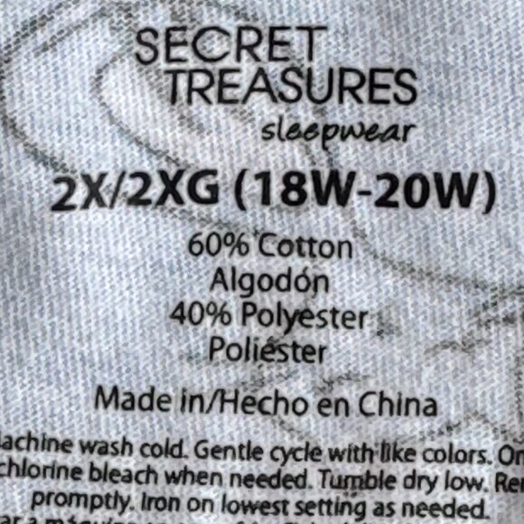 Secret Treasures Sleeping Cat Print Pajamas Blue and Pink Women's Plus Size 2X - Picture 8 of 11